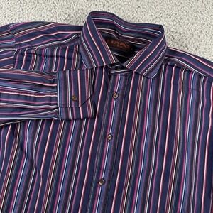 Etro Shirt Men's 42 Multi Color Striped Button Down Made In Italy‎ Cotton